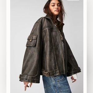 We the Free People Skyline Leather Jacket Size XL